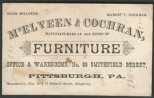 M’ELVEEN & COCHRAN Furniture Mfgrs BUSINESS CARD Pittsburgh, Pa.