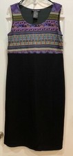 Madison Leigh Sheath Maxi Dress Size 14P Black Multi Sleeveless Geometric 36