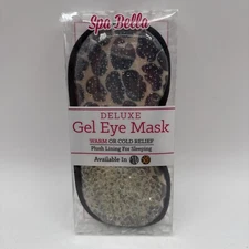 Spa Bella Deluxe Gel Beads Eye Mask Cheetah Warm Cold Relief Sleep Care Aid