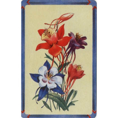 Art Deco Tiger Lillies Wild Flowers 2 Swap Playing Cards Lot Blank Back Pair VTG - Picture 3 of 4