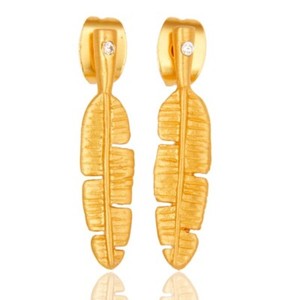 Authentic Banana Leaf Design Gold Plated Earrings Traditional Handmade Boho Jewelry Indian