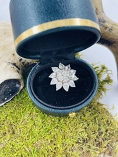 Gorgeous  Unique Sterling Silver Vintage Large Crystal Sunflower Ring