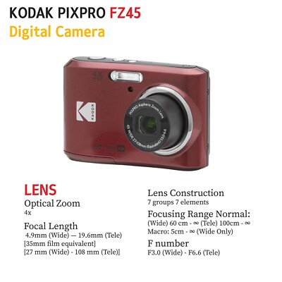 Kodak PIXPRO FZ45 Digital Camera (Red) + 32GB Memory Card + Kodak PIXPRO FZ45 Digital Camera (Red) + 32GB Memory Card +