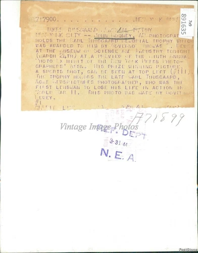 1944年写真A.PグラファーJohn Rooney Thusgaard Trophy Nyイベント7x9プレス - 画像2/2