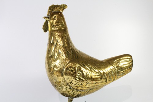 Antique Victorian Lifesize Brass Chicken Figure Box on Egg - Picture 4 of 9
