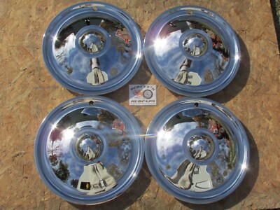Set 4 16'' Cadillac Sombrero Chrome Bullet Hubcaps Hot Rod Rat Rod C5063