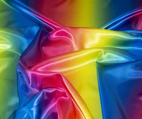 Rainbow Multi Lujo Sedoso Vestido Satén Tela Artesanal Material de Boda 150 cm de Ancho - Imagen 2 de 3