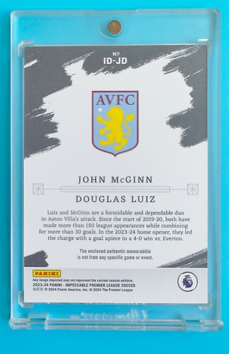 2023-24 Impeccable Aston Villa John McGinn Douglas Luiz Dual Patch 1/10 - Picture 2 of 2