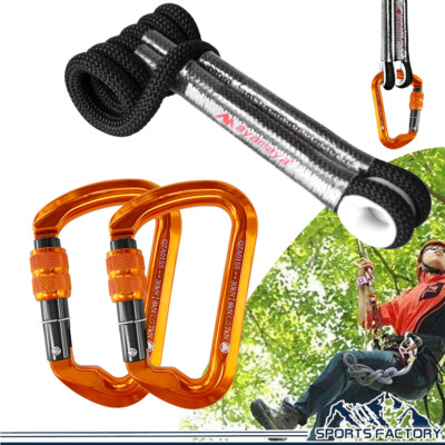 30KN Carabiner Screw Locking Prusik Cord Rescue Rope Rock Climbing Rappelling