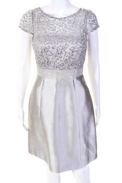 blue and silver cocktail dress