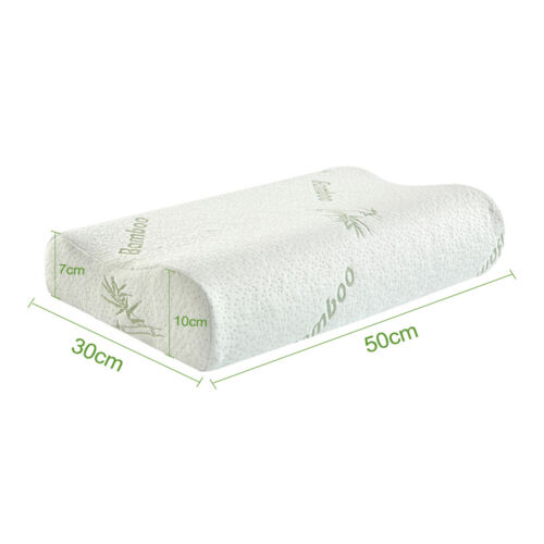 Luxury Soft Contour Bamboo Pillow Cushion Memory Foam Fabric Hypoallergenic Case - Picture 10 of 12