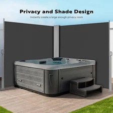138/276 x 71 Inch Retractable Side Awning Patio Privacy Shade Divider Waterproof