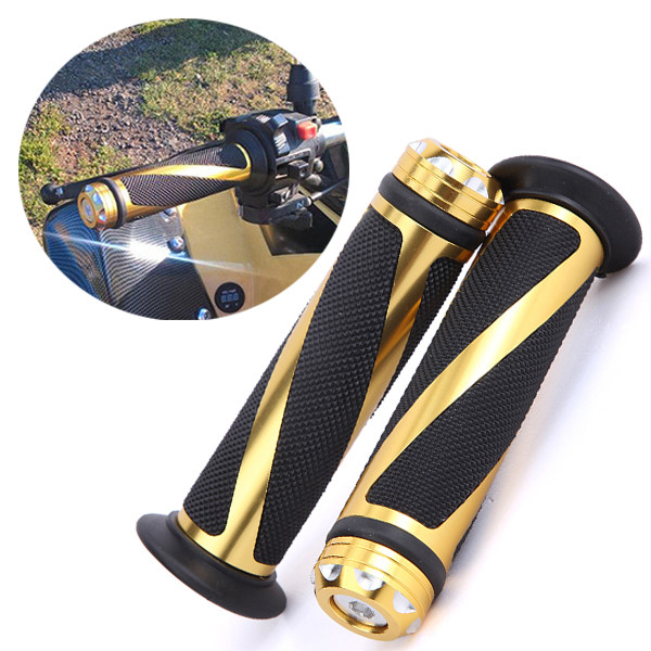 Universal 7/8" Motorcycle Hand Grips – Rubber Handlebar Grips For Honda GROM MSX125, Fits Most 7/8" Bars (Gold, Black, Red, Blue & More)