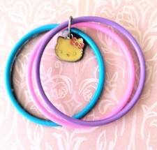 Girls Sanrio Hello Kitty Charm Bracelet Pink Aqua Purple Plastic Bangles