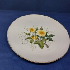 Vintage Sabin China "Cathy Rose Yellow" Individual Dinner Plate 22K Gold USA 