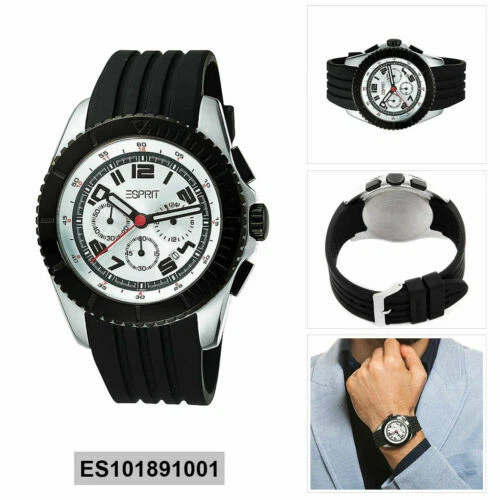 Caja de Plata Banda de Goma Esprit Relojes de pulsera