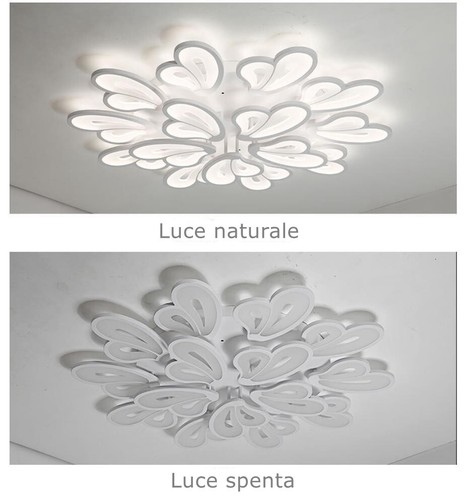 Plafoniera a Sospensione LED SMD 105W Fiore con Telecomando 3 Tonalità Luce IP20 - Foto 7 di 11