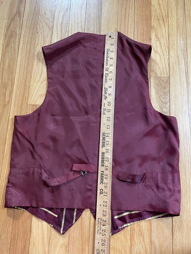 VTG Brooks Brothers Silk Repp Stripe Vest Garnet Gold M Trad - Picture 5 of 5