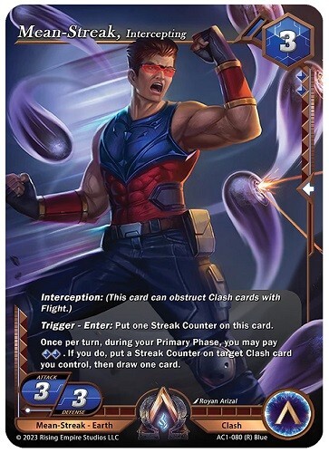 Mean Streak, Intercepting AC1-080 R FOIL Alpha Clash TCG The Awakening - Bild 1 von 1