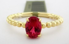 LAB CREATED 1.12 Cts SOLITAIRE RUBY RING .925 SILVER yellow  - New With Tag