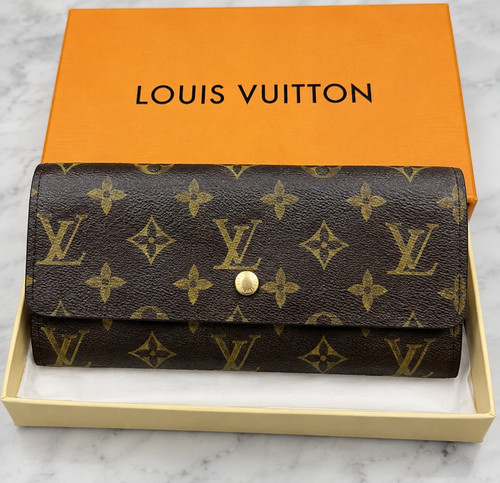 Authentic Louis Vuitton Portefeuille Sarah Monogram Long Brown Wallet