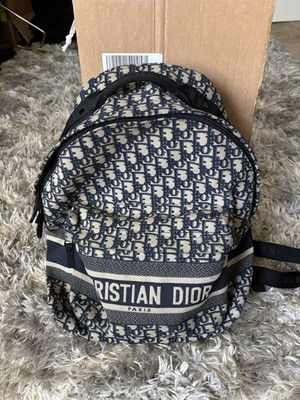 Dior DiorTravel Backpack Medium Beige/Blue Jacquard