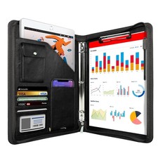 Zippered Organizer Leather Padfolio with 3 Ring Binder Professional