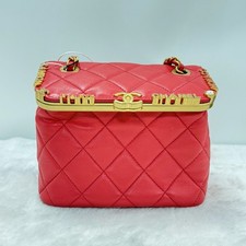 Chanel Paris Monaco Red Quilted Lambskin Leather Vanity Shoulder Bag GHW Chain