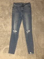 American Eagle Women  s High Rise Jegging Jeans Size 0 Skinny Ripped Medium Wash