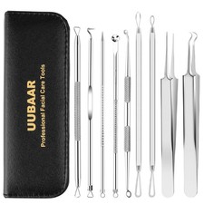 UUBAAR 9PCS Blackhead Remover Tools, Pimple Popper Tool Kit with 2 Silver