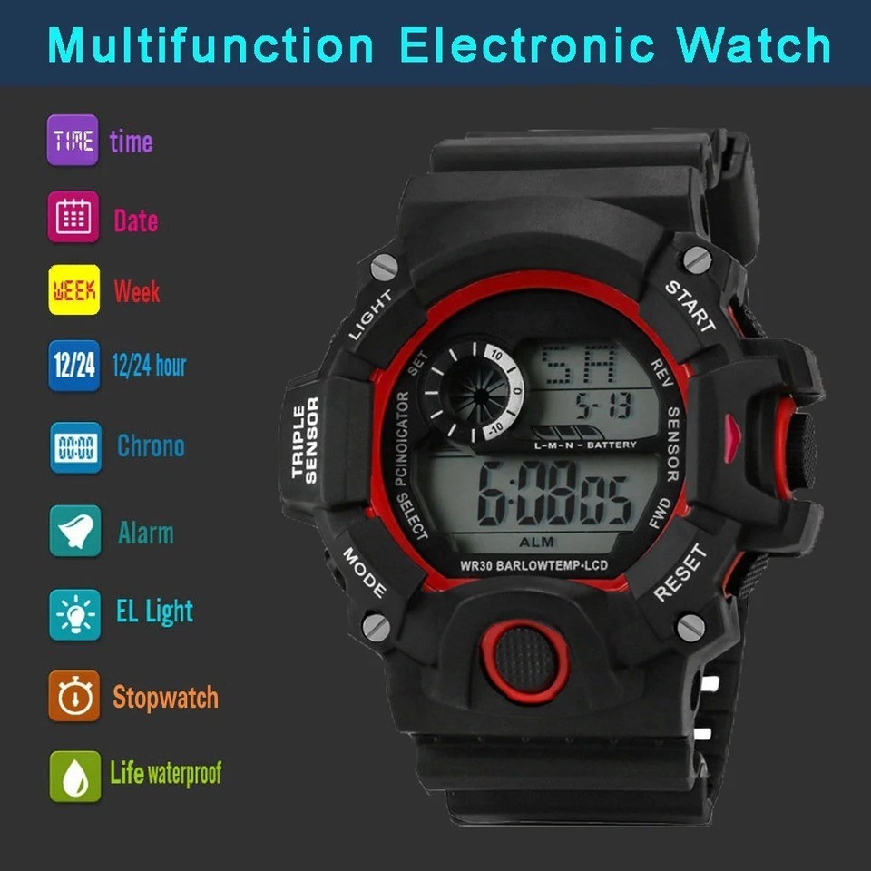 MAYZHISU Digital Sports Watch Men Waterproof LED Military Wristwatch | eBay