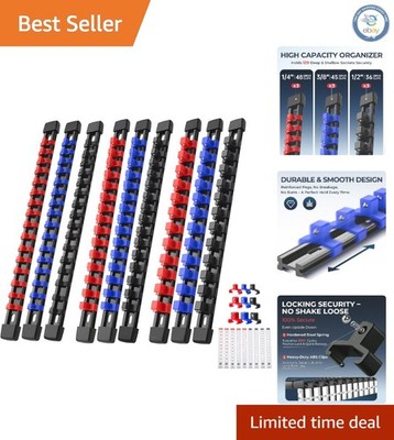 9-Piece Heavy Duty ABS Socket Organizer Set - Customizable & Durable Clips