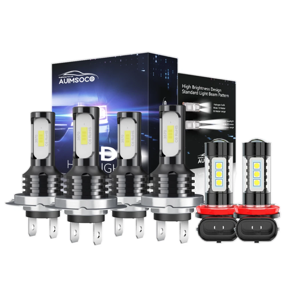 For BMW X3 2004 2005-2014-6x 6000K LED Headlight High/Low+Fog Light Bulbs Kit