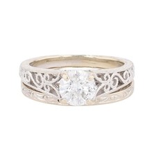 .80ctw Round Cut Diamond Solitaire Wedding Set Rings 14k White Gold Size 5.5