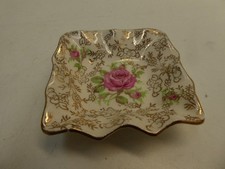 VINTAGE JAMES KENT LONGTON ENGLAND JUNE ROSES POTTERY FLORAL GILT PLATE DISH