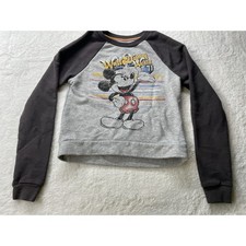 Disney Parks Women's Retro Graphic Mickey '71 Cropped Sweatshirt Small, Soft