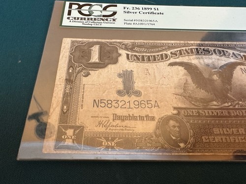 1899 $1 Silver Certificate FR-236 Black Eagle Graded PCGS 15 Apparent Bank Stamp - Picture 2 of 6