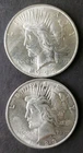 Two 1923 $1 Peace Silver Dollars