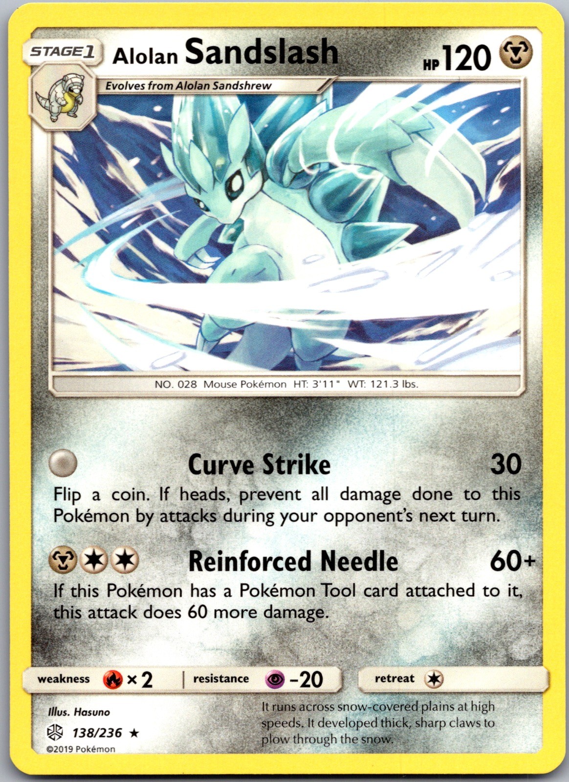 Alolan Sandslash 138/236 Rare Cosmic Eclipse Pokemon Near Mint
