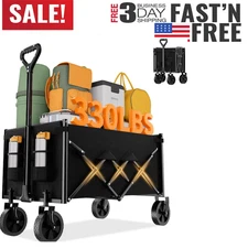 Heavy Duty Collapsible Swivel Wagon Cart – 330 lbs Capacity for Garden & Beach