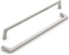 6-pk Cabinet Handles / Drawer Pulls, Sleek Modern Brushed Satin Nickel 12.6" C–C