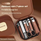 Professional 7 pcs Manicure Set Nail Clippers Pedicure Grooming Tools Case Kit