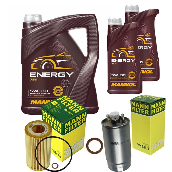 Mann Inspektionspaket Filterset 7L Mannol Energy 5W-30 FüR BMW E39 520D-image