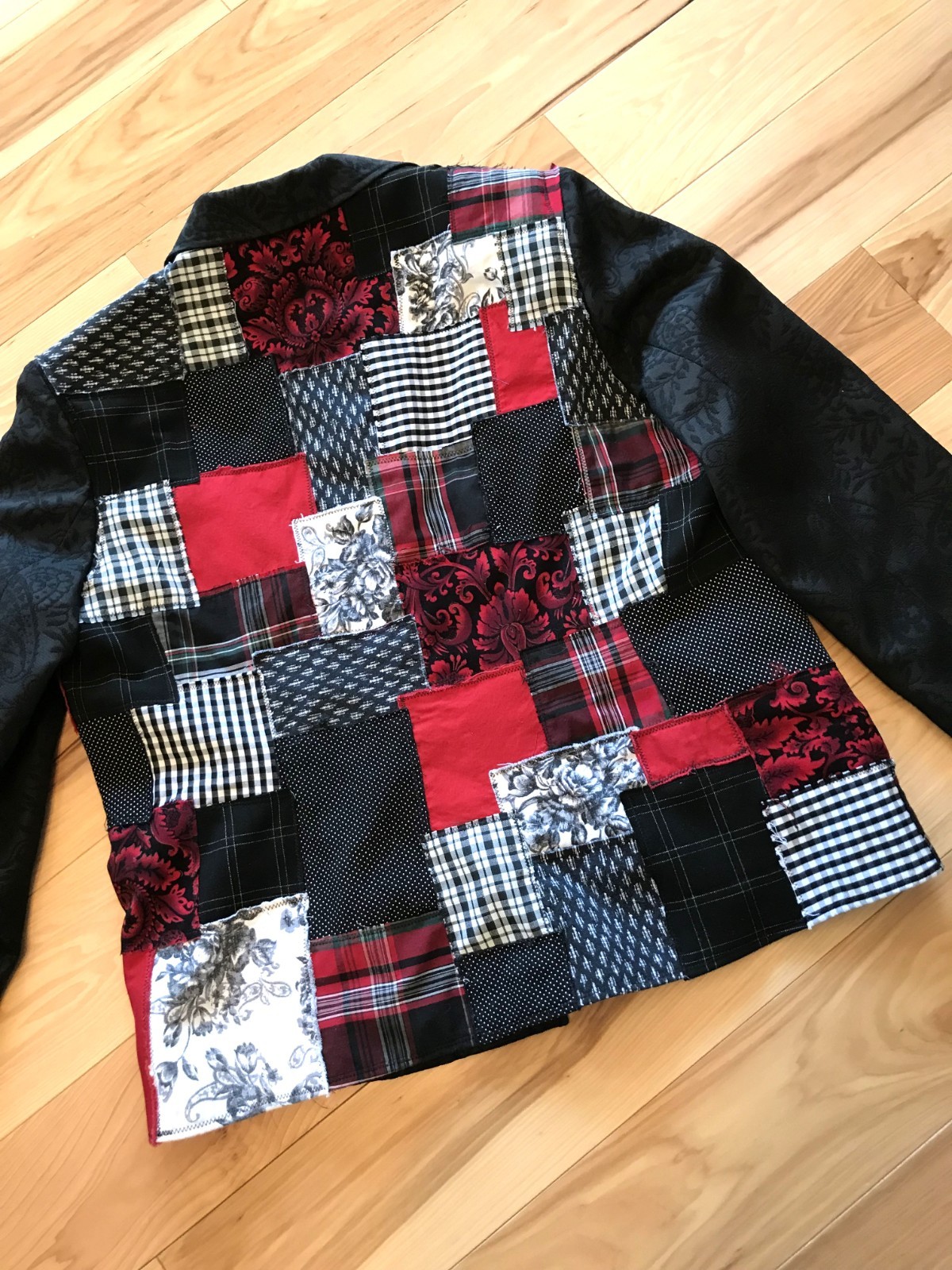 Upcycled Patchwork Jacket, Handcrafted Boho Red B… - image 5
