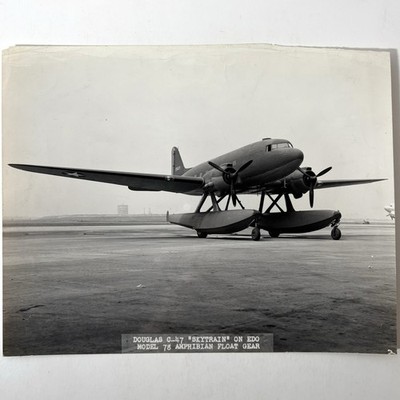 Douglas C-47 Skytrain EDO Amphibian Aircraft Floats Vintage Plane Press Photo