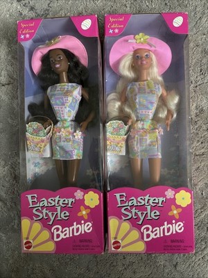 Easter Style African American Christie 17652 & Barbie 17651 Doll Lot 1997 NEW