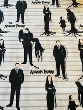 Gomez Morticia Addams Family 100 Cotton Fabric Black White 1 YD 44"W NEW