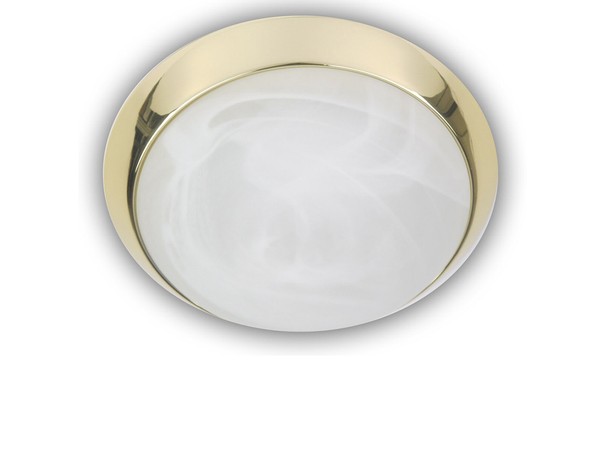 Led Flurleuchte Dielenbeleuchtung Deckenschale Ø40Cm Alabaster Dekorring Messing-image