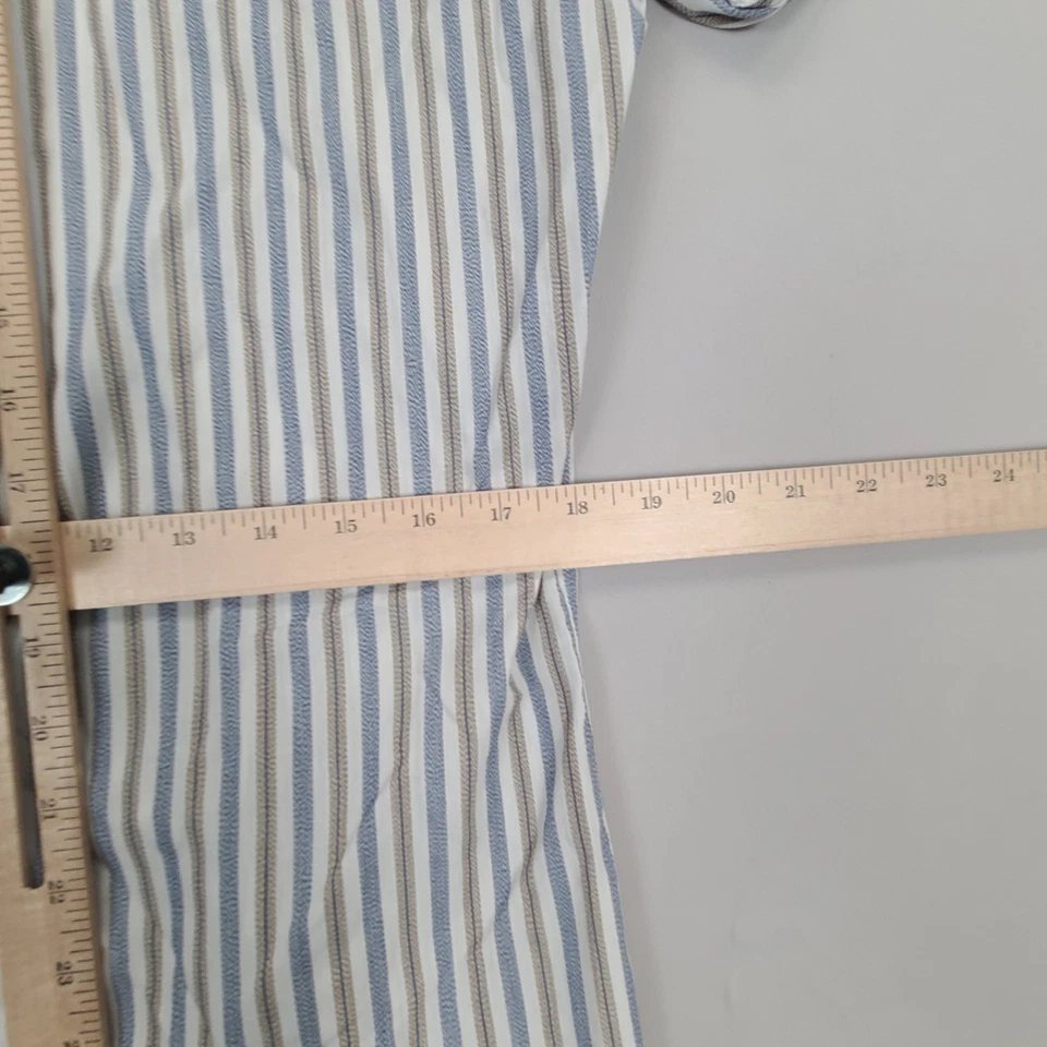 Camisa John Henry Para Hombres 15.5 Beige Azul Rayas Abotonada Calce Atlético Informal Cómoda Foto 4 de 4