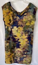 Anthropologie Maeve Pixel Impressionist Shift Dress Sleeveless Silk V-neck  0